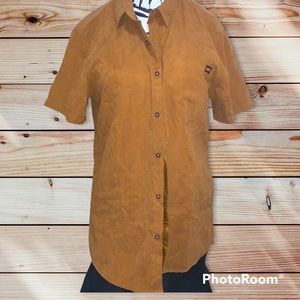 Vintage Suede style 90s 80s men’s short sleeve button up shirt M SHEIN Casual